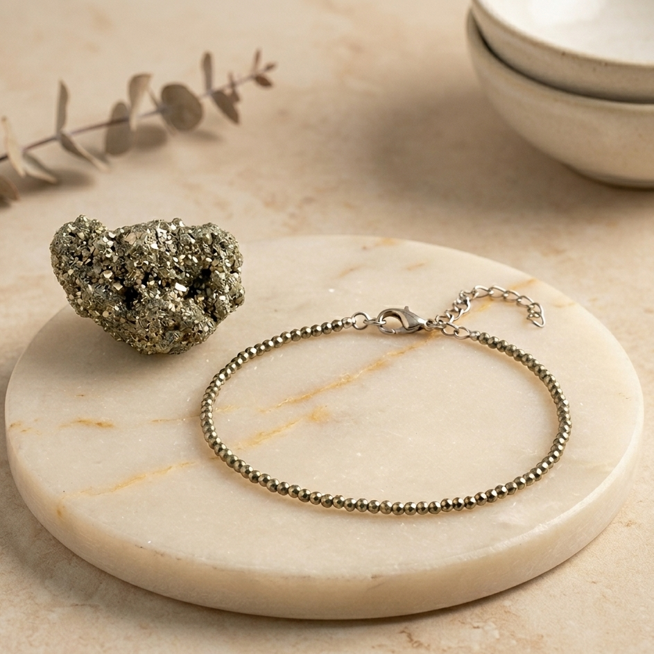 Mahalaxmi Raw Pyrite Anklet w/ Free Pyrite Stone