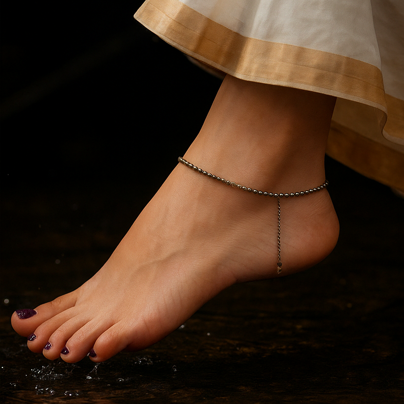Raw Pyrite Anklet w/ Free Pyrite Stone + Selenite plate