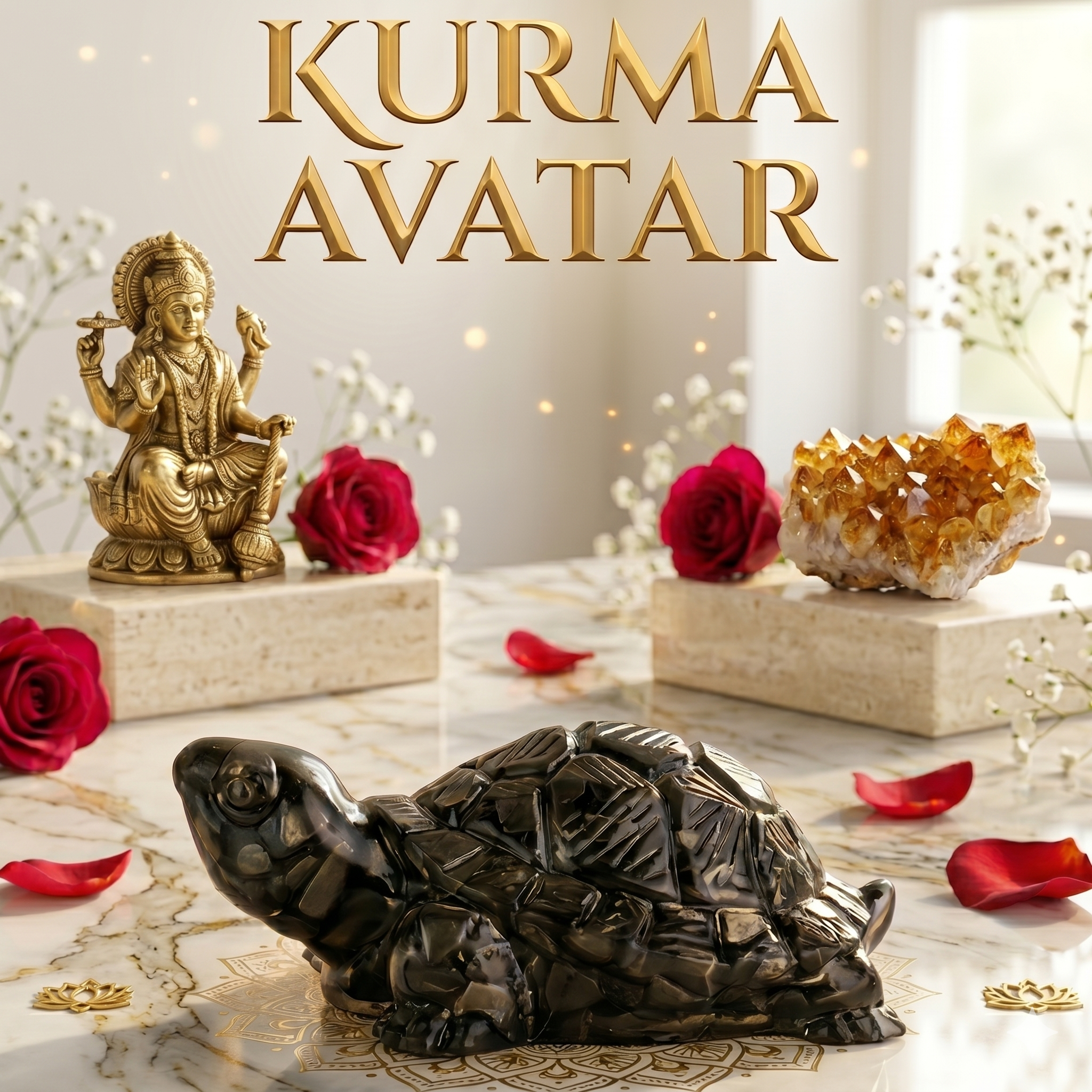 Dhan Raksha Pyrite Tortoise w/ Free Selenite Plate