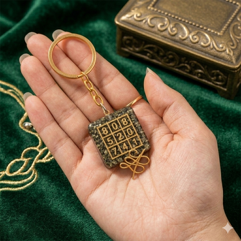 Raw Pyrite - Om Dhan Varsha Keychain