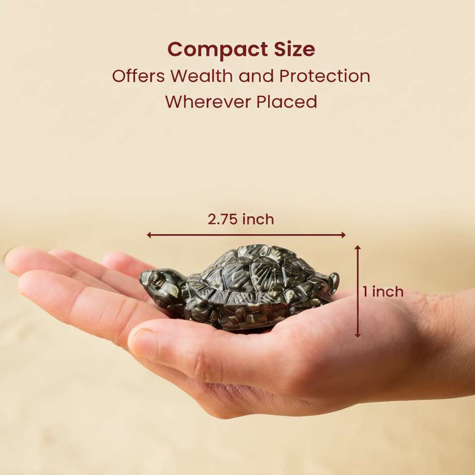 Dhan Raksha Pyrite Tortoise w/ Free Selenite Plate