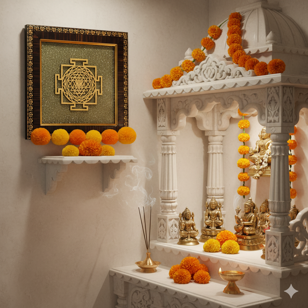 Siddh Shree Yantra on Raw Pyrite Frame